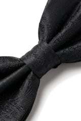 Set regalo con papillon nero e fazzoletto da taschino e gemelli da uomo