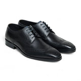 Scarpe stringate classiche brogue da uomo in pelle nera