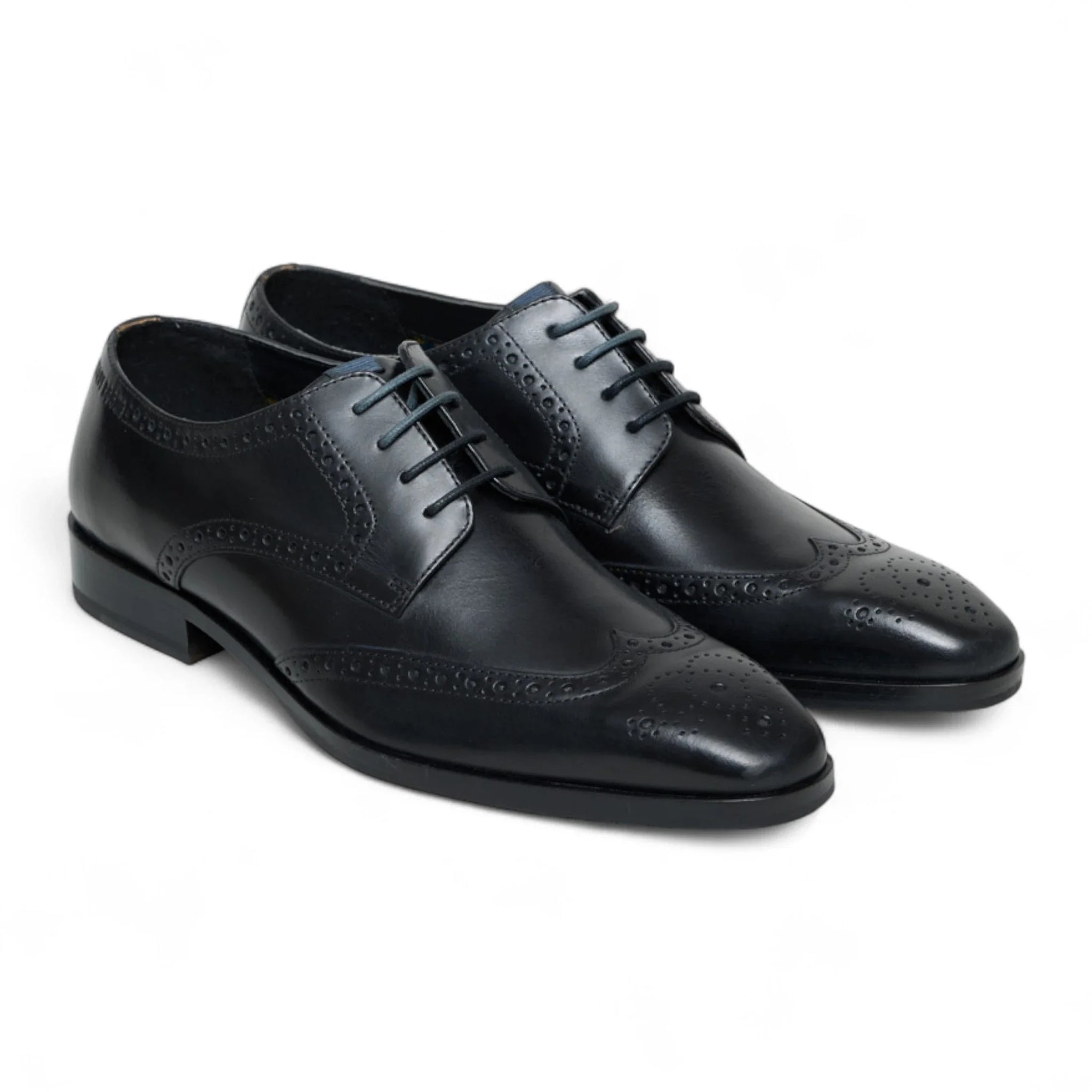 Scarpe stringate classiche brogue da uomo in pelle nera