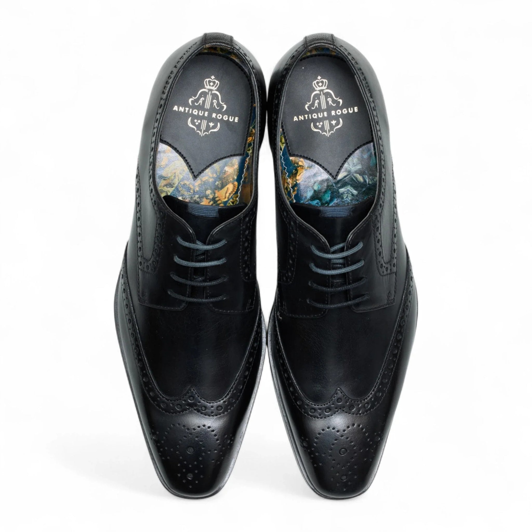 Scarpe stringate classiche brogue da uomo in pelle nera