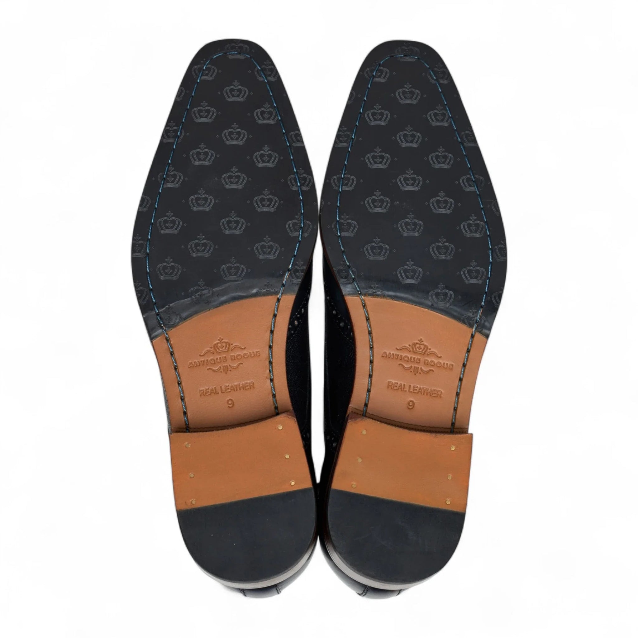 Scarpe stringate classiche brogue da uomo in pelle nera