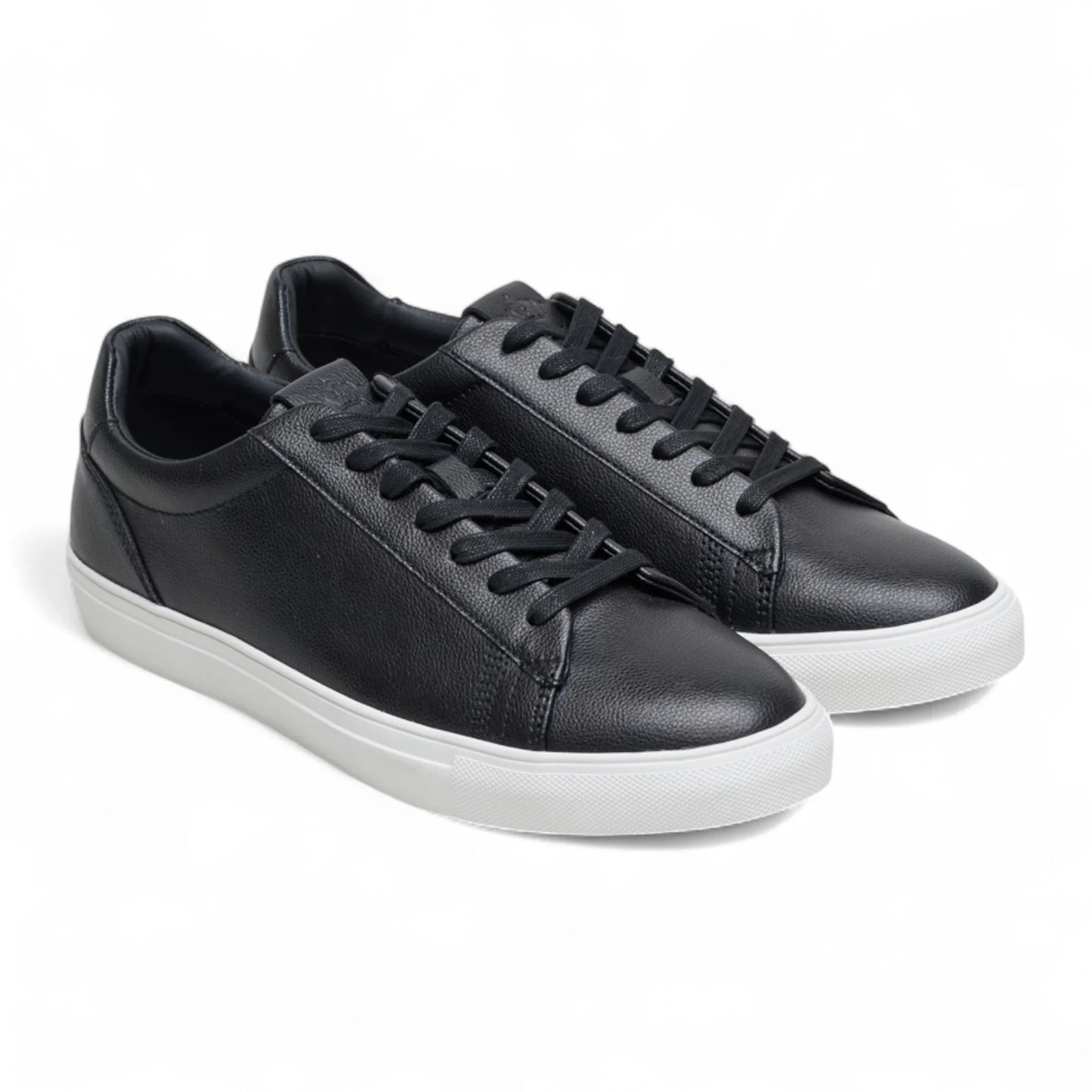 Sneakers casual da uomo in pelle nera con lacci