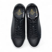 Sneakers casual da uomo in pelle nera con lacci
