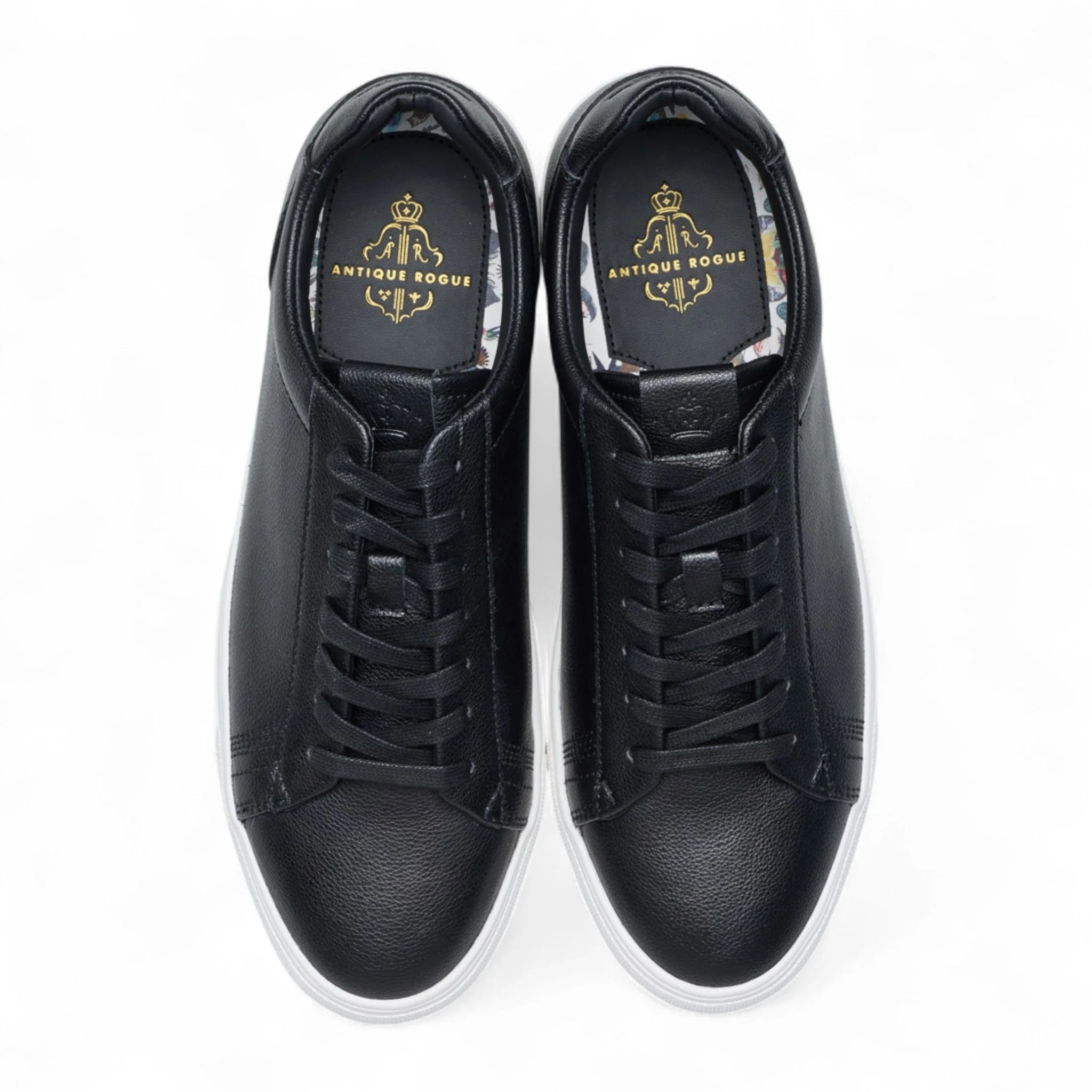 Sneakers casual da uomo in pelle nera con lacci