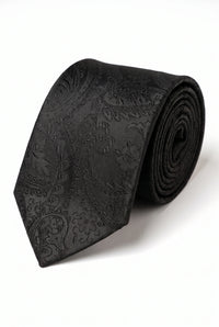 Set regalo con cravatta da uomo nera con motivo paisley