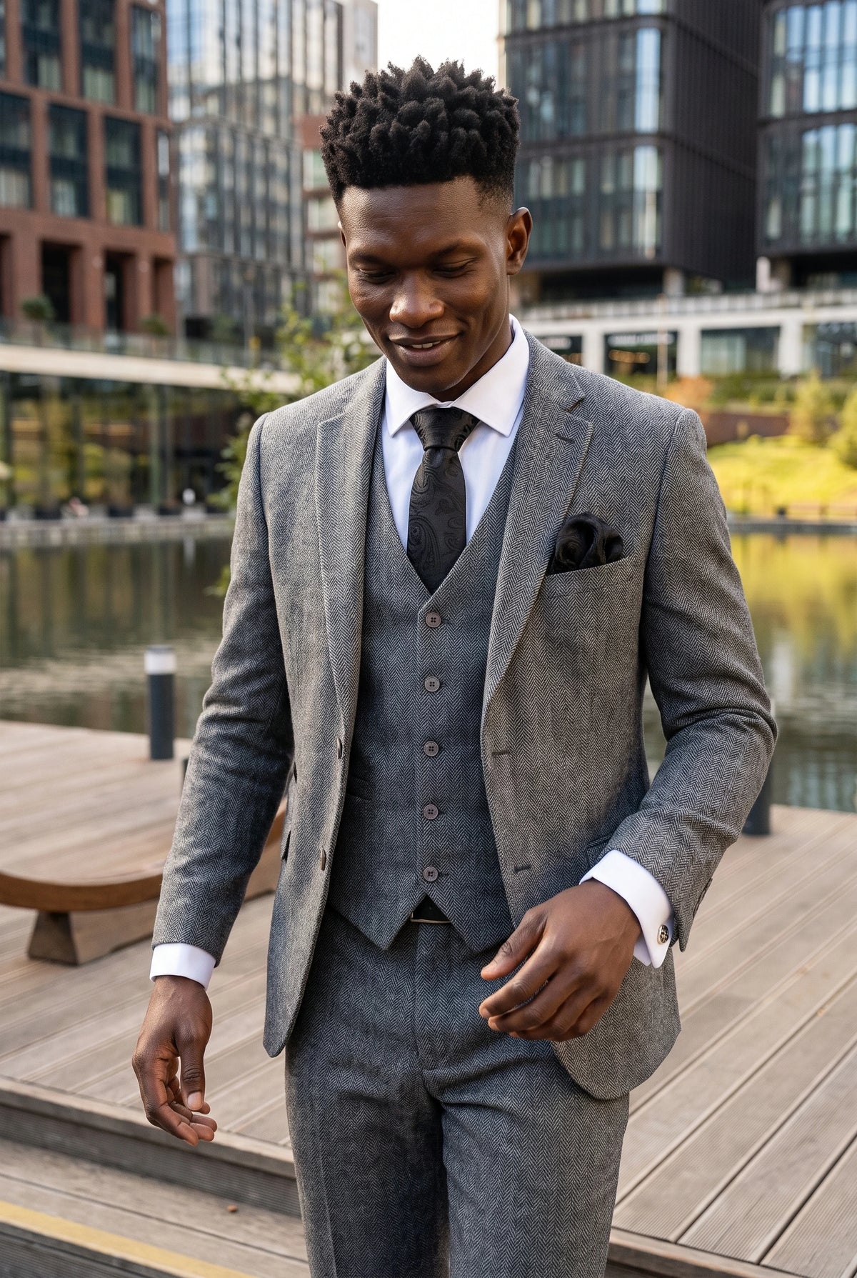 Set regalo con cravatta da uomo nera con motivo paisley