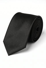 Cravatta da uomo nera, slim, tinta unita