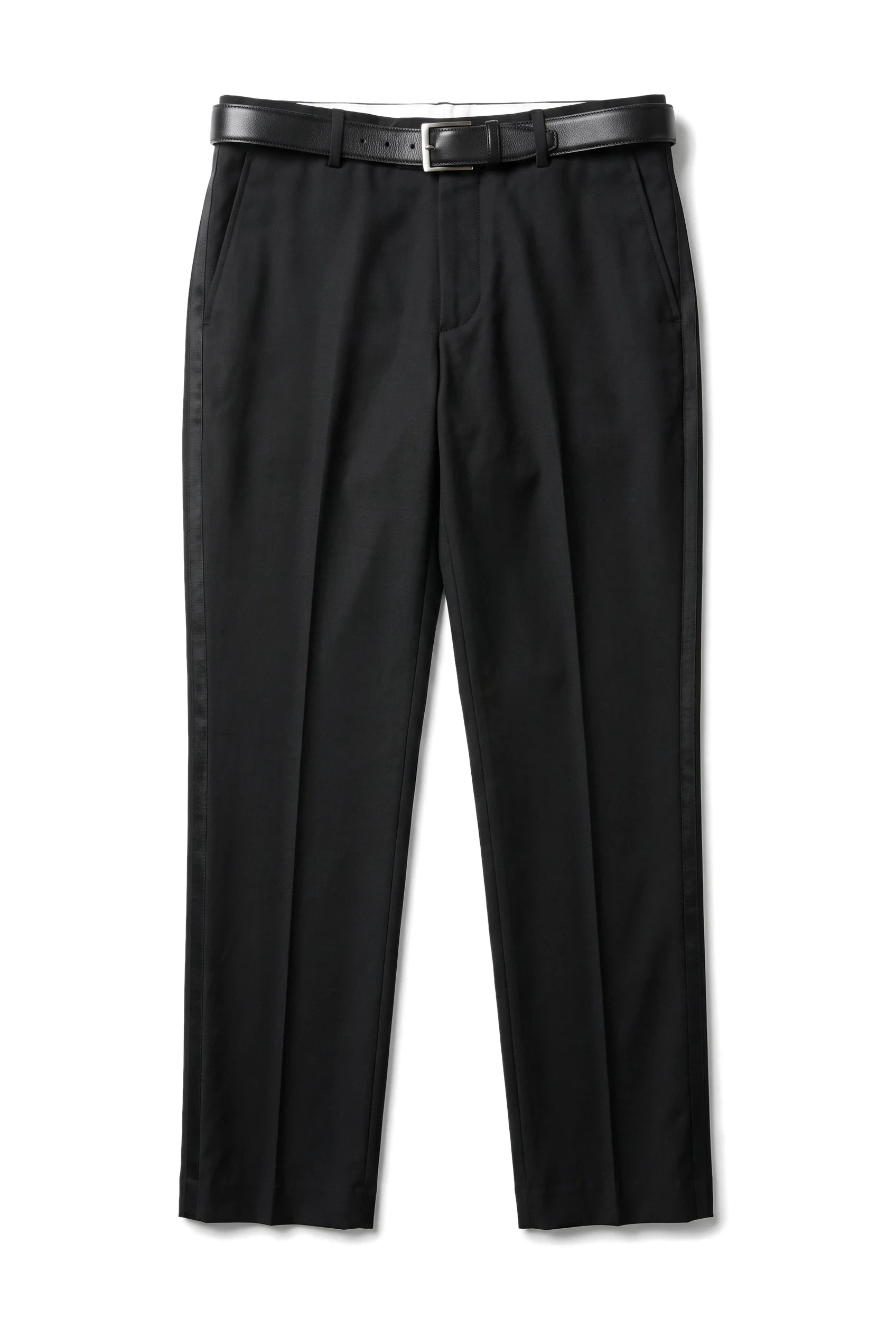 Pantaloni da smoking neri da uomo, a righe, in raso, per matrimonio e ballo di fine anno
