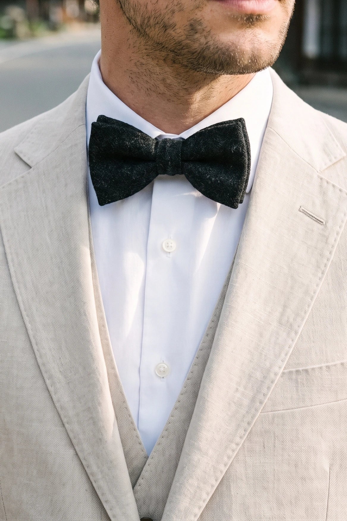 Papillon da uomo in tweed nero