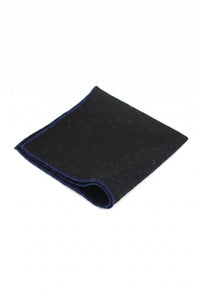 Fazzoletto da taschino da uomo in misto lana tweed nero
