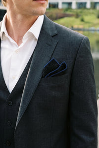 Fazzoletto da taschino da uomo in misto lana tweed nero