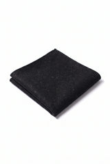 Fazzoletto da taschino da uomo in misto lana tweed nero