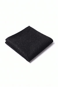 Fazzoletto da taschino da uomo in misto lana tweed nero