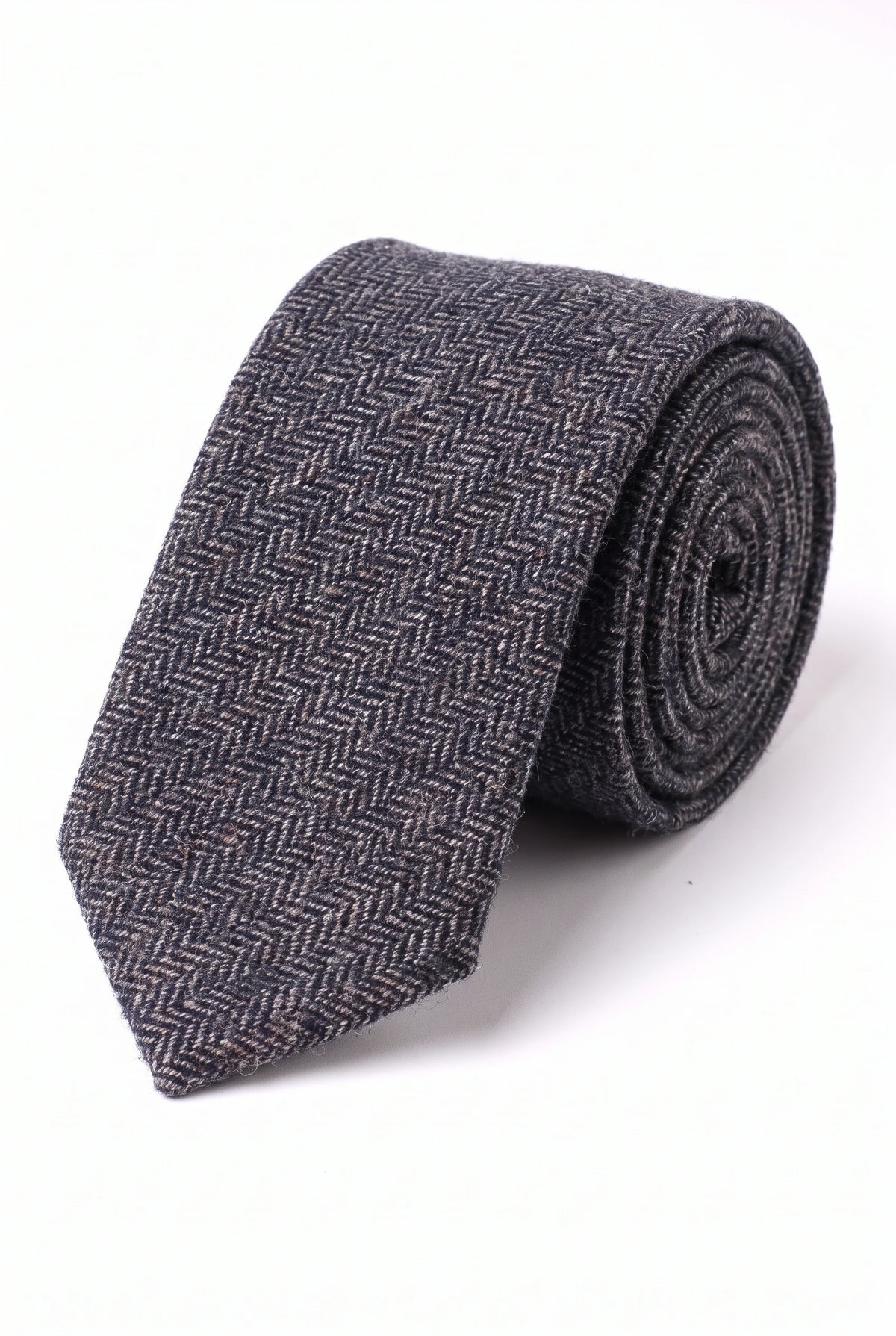 Cravatta da uomo in tweed di misto lana nera