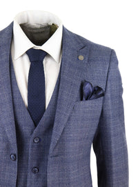 Mens 3 Piece Suit Classic Tweed Check Vintage Retro Peaky Blinders Tailored Fit