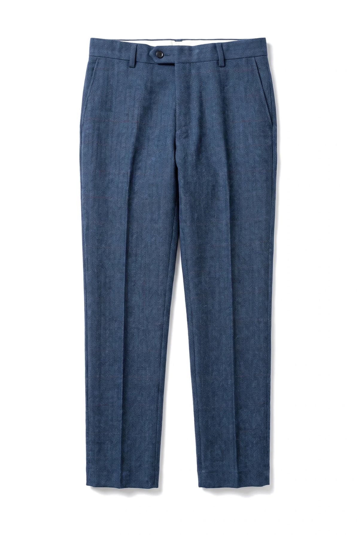 Dion - Pantaloni da uomo in tweed a spina di pesce blu