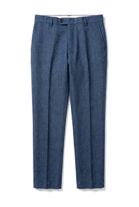 Dion - Pantaloni da uomo in tweed a spina di pesce blu