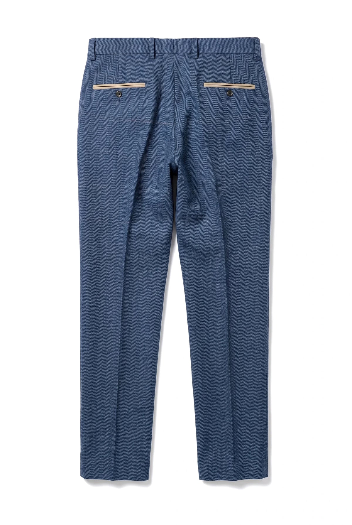 Dion - Pantaloni da uomo in tweed a spina di pesce blu