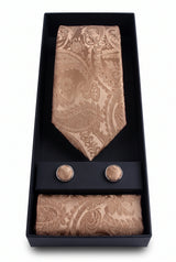 Set regalo con cravatta da uomo color bronzo con motivo paisley