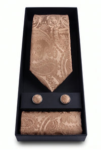 Set regalo con cravatta da uomo color bronzo con motivo paisley