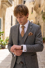 Set regalo con cravatta da uomo color bronzo con motivo paisley