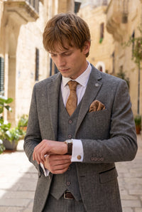 Set regalo con cravatta da uomo color bronzo con motivo paisley