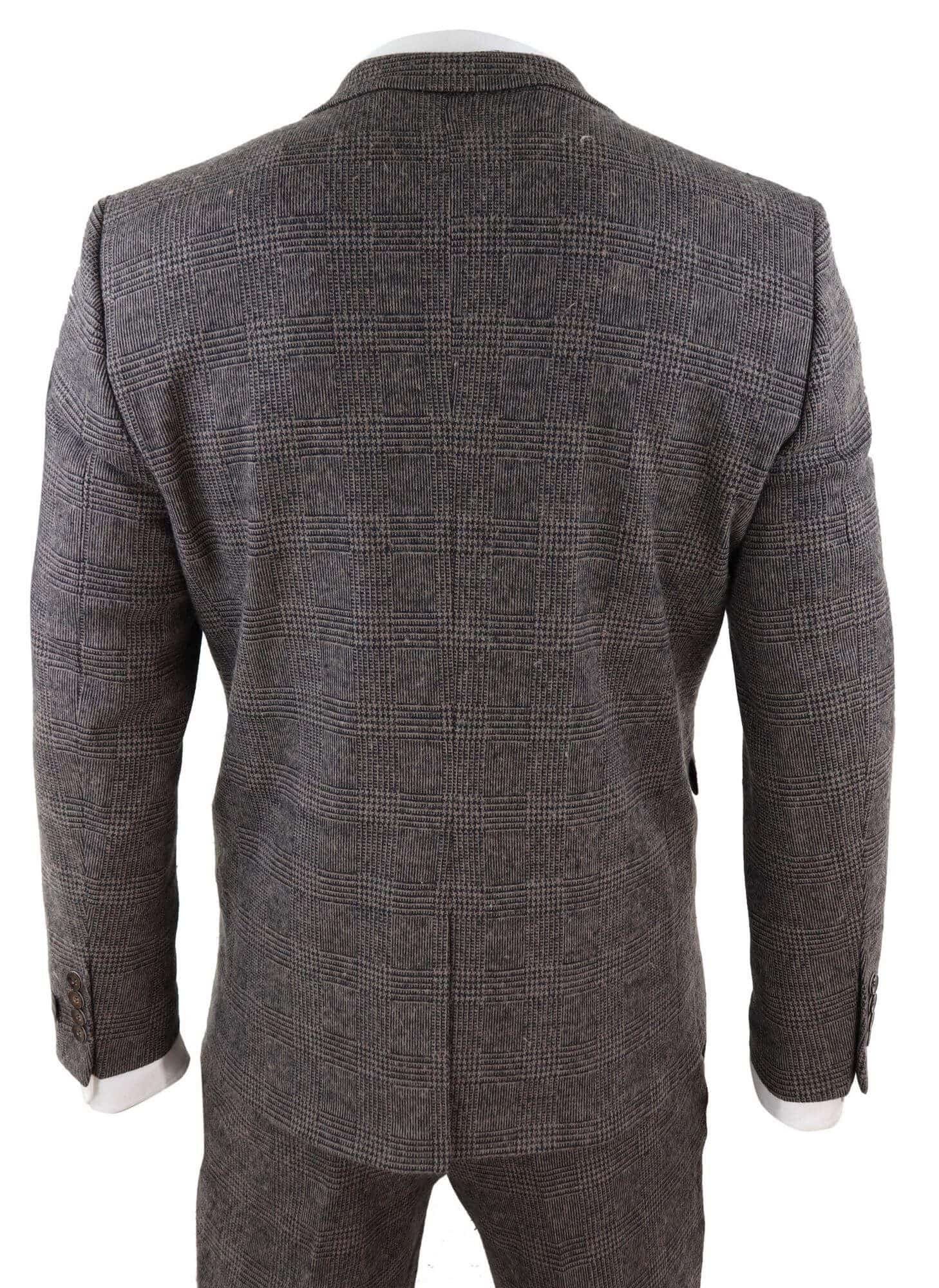 Mens Brown Check 3 Peice Tweed Suit - STZ17