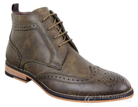 Mens Brown Laced Brogue Boots - Cavani Sava