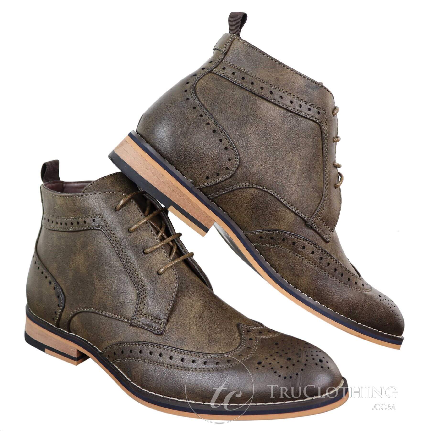 Mens Brown Laced Brogue Boots - Cavani Sava