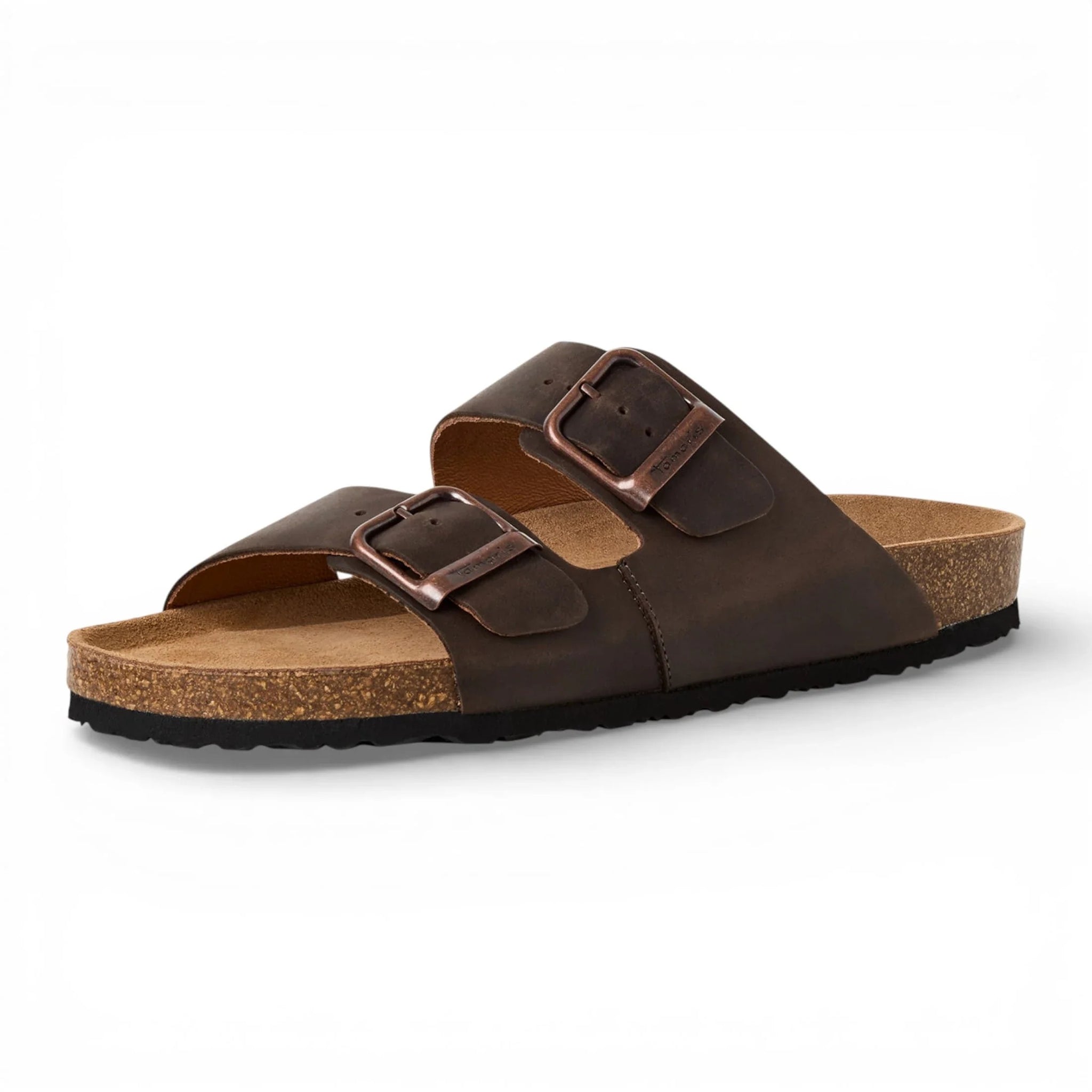 Sandali da uomo in pelle marrone con plantare slip-on