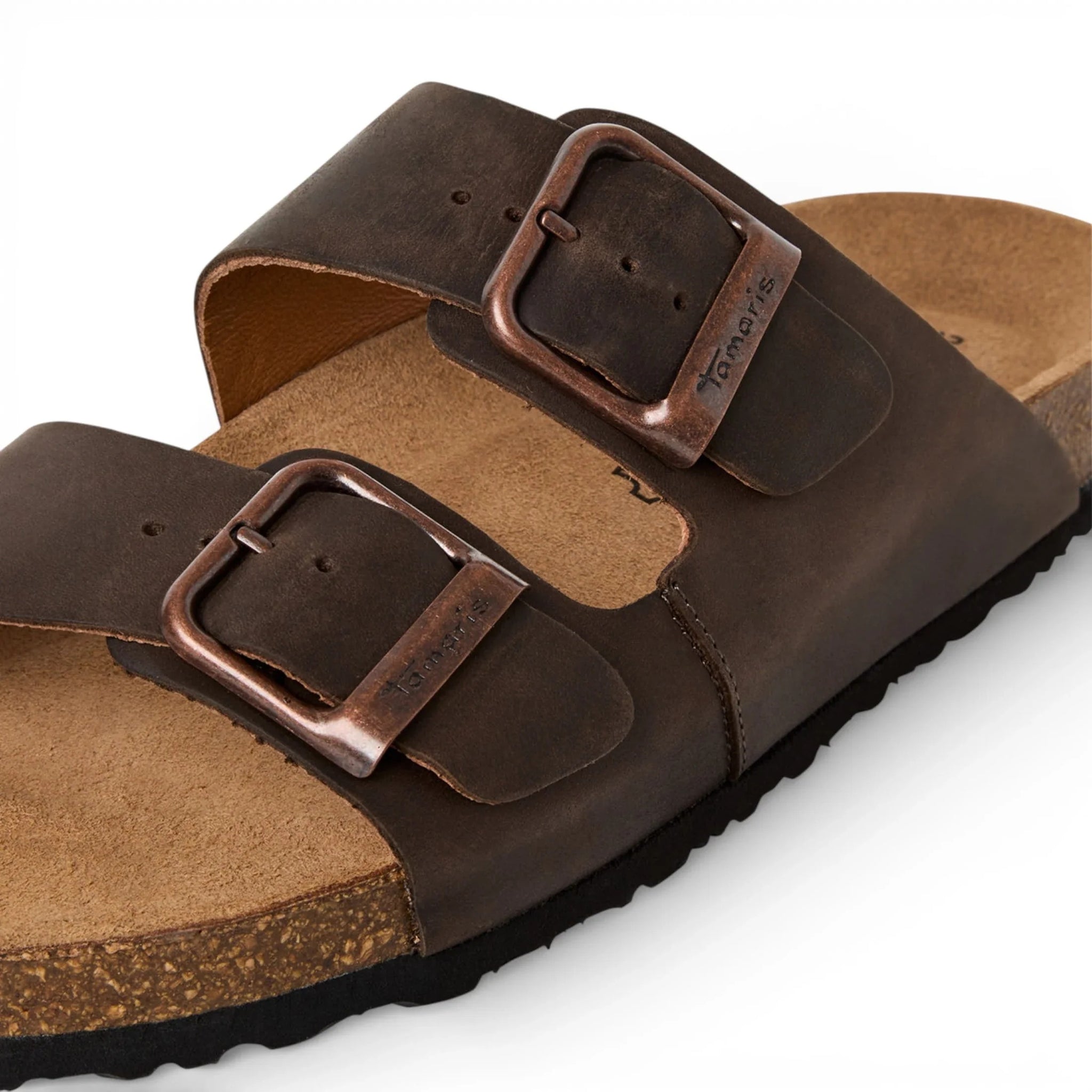 Sandali da uomo in pelle marrone con plantare slip-on