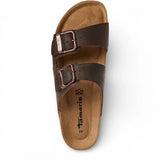 Sandali da uomo in pelle marrone con plantare slip-on
