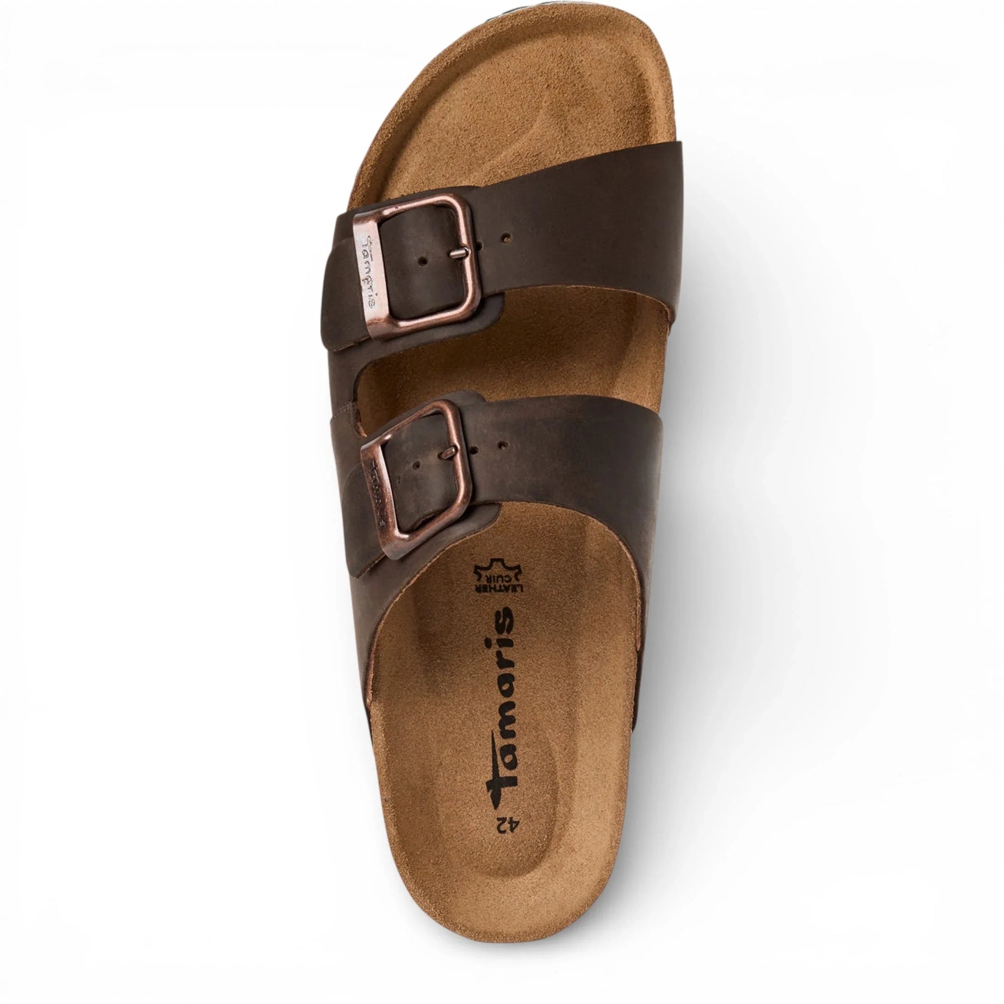 Sandali da uomo in pelle marrone con plantare slip-on