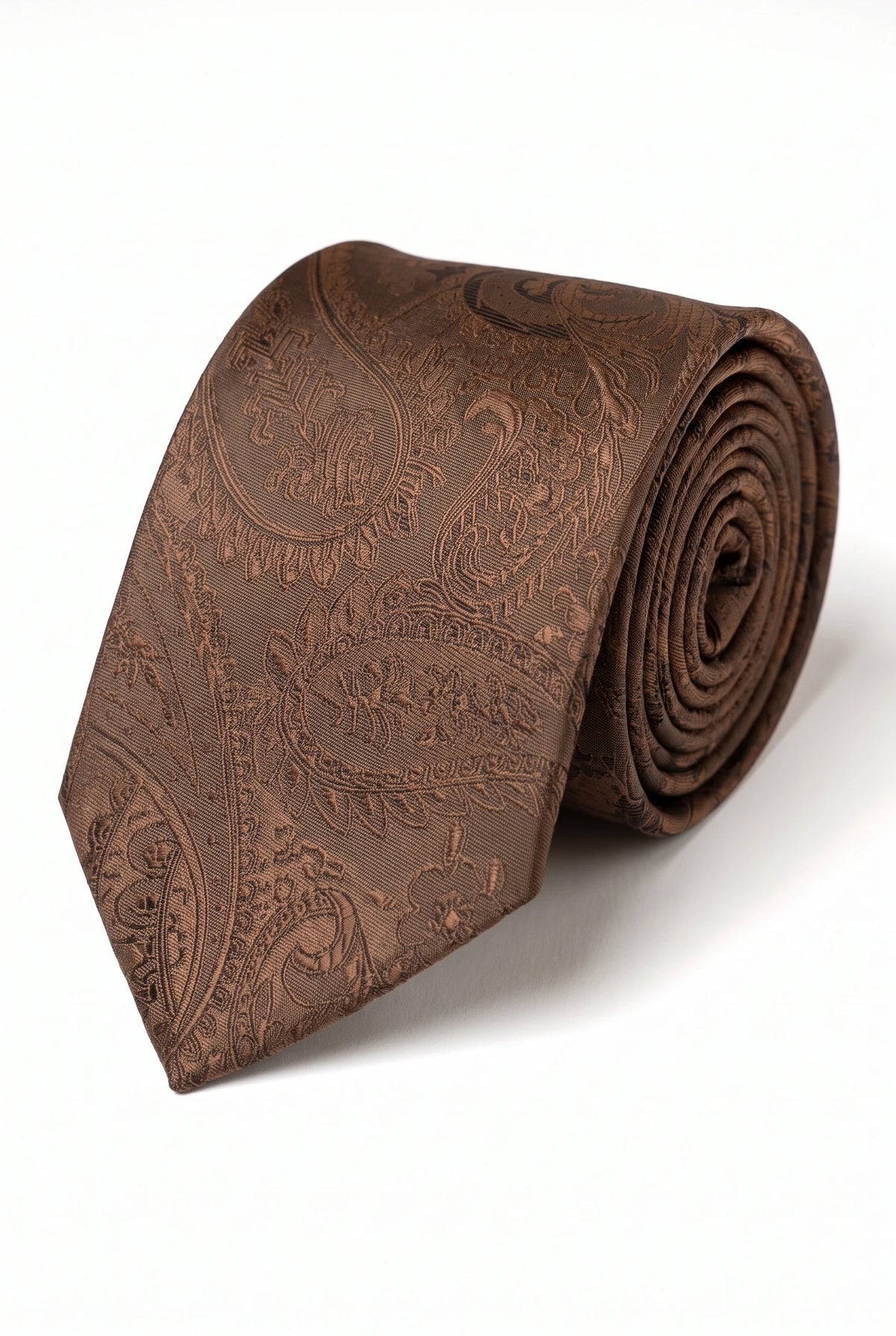 Set regalo con cravatta da uomo marrone a fantasia paisley