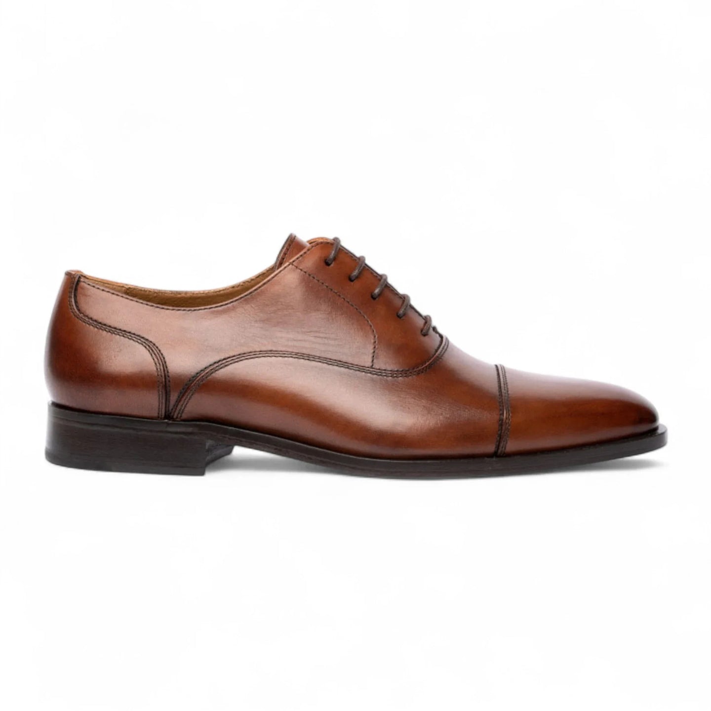 Scarpe Derby da uomo in pelle marrone liscia con punta rinforzata