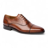 Scarpe Derby da uomo in pelle marrone liscia con punta rinforzata