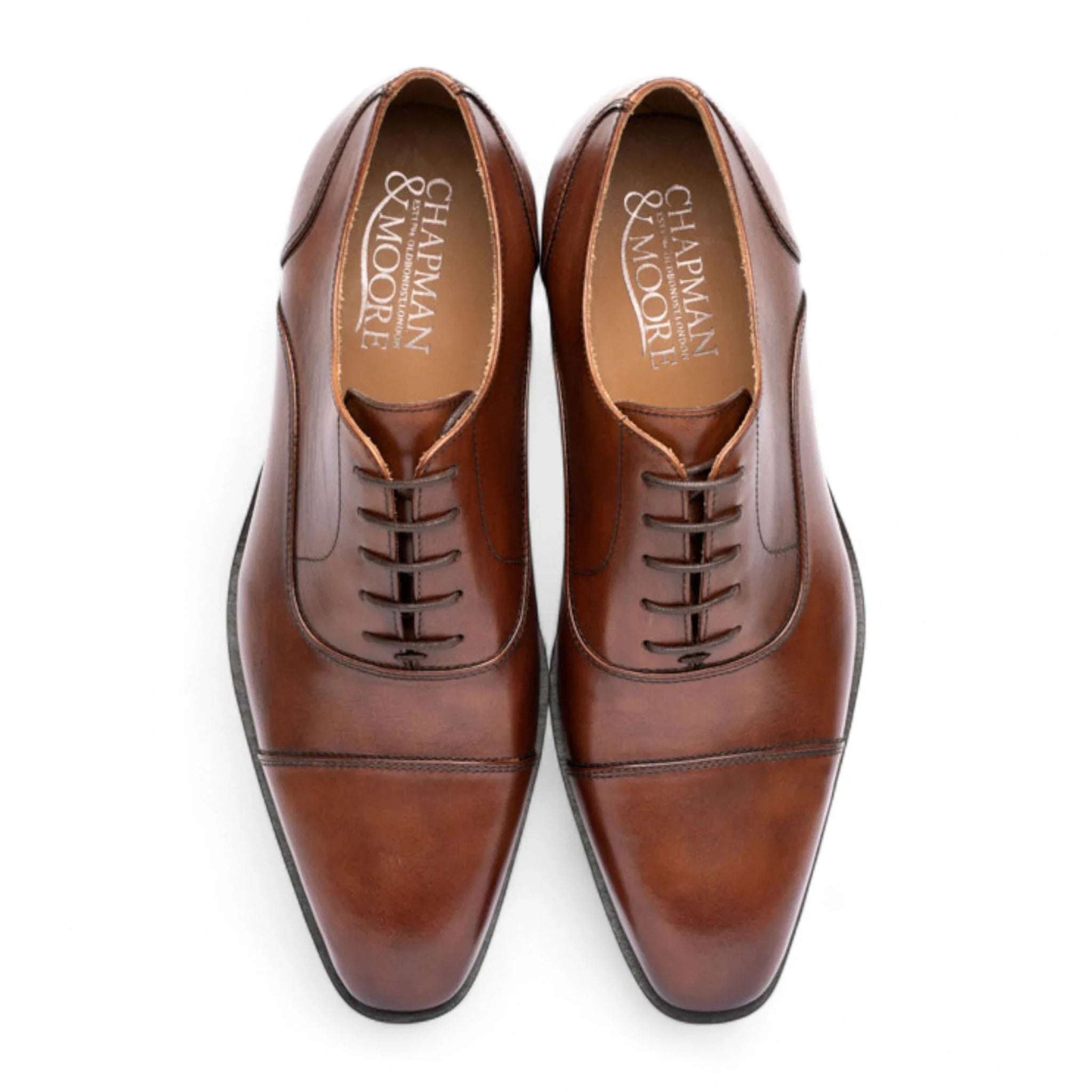 Scarpe Derby da uomo in pelle marrone liscia con punta rinforzata