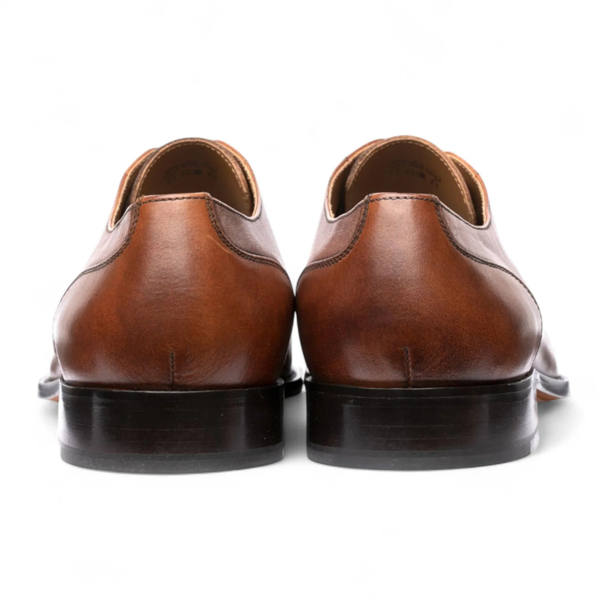 Scarpe Derby da uomo in pelle marrone liscia con punta rinforzata