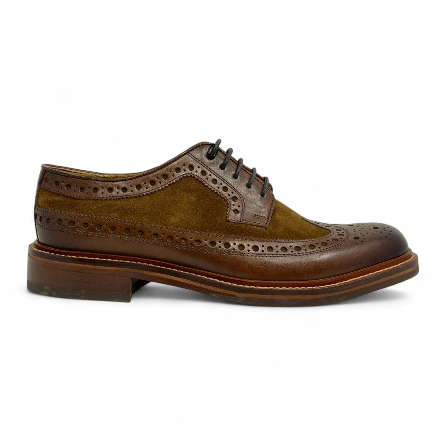 Scarpe brogue da uomo in pelle scamosciata marrone