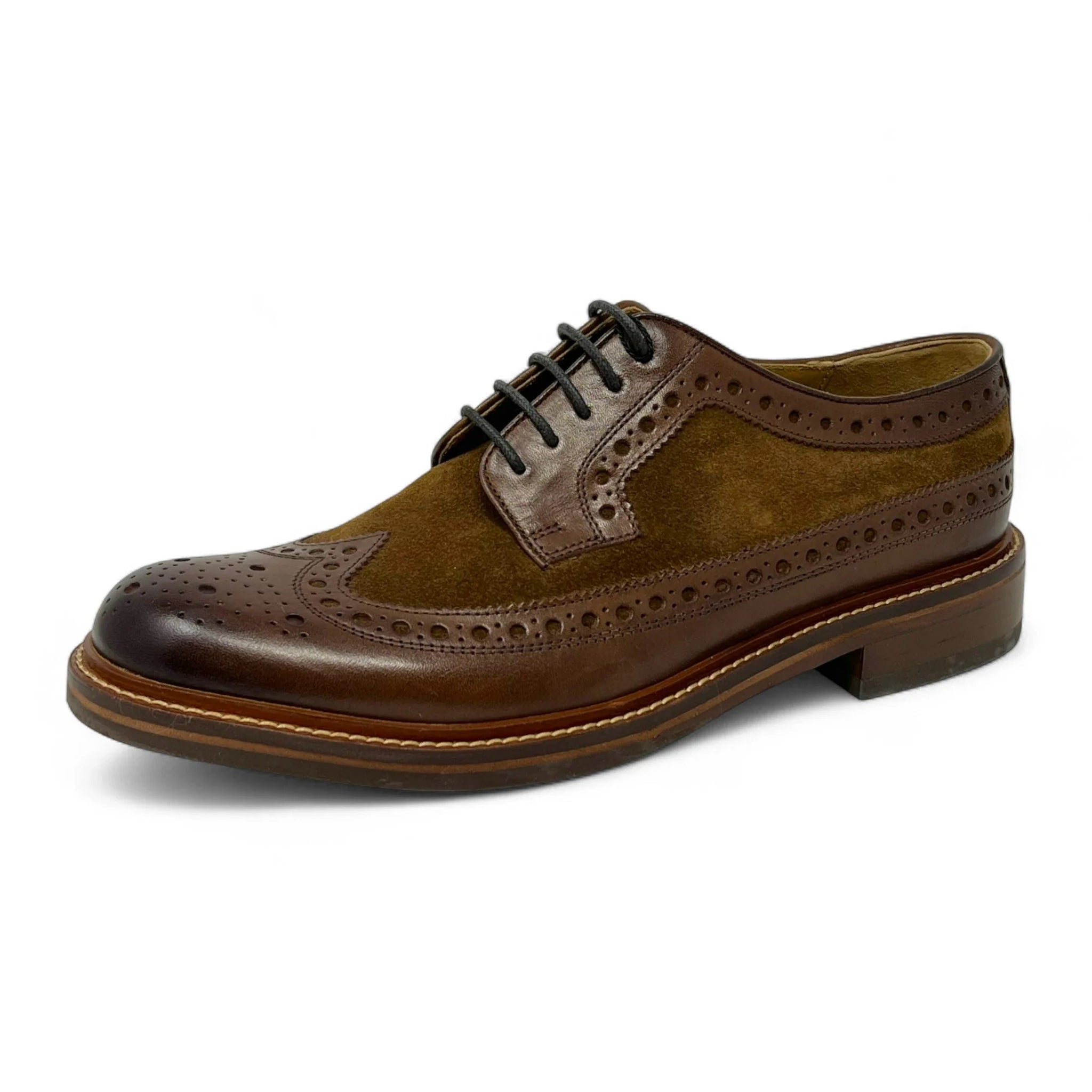 Scarpe brogue da uomo in pelle scamosciata marrone