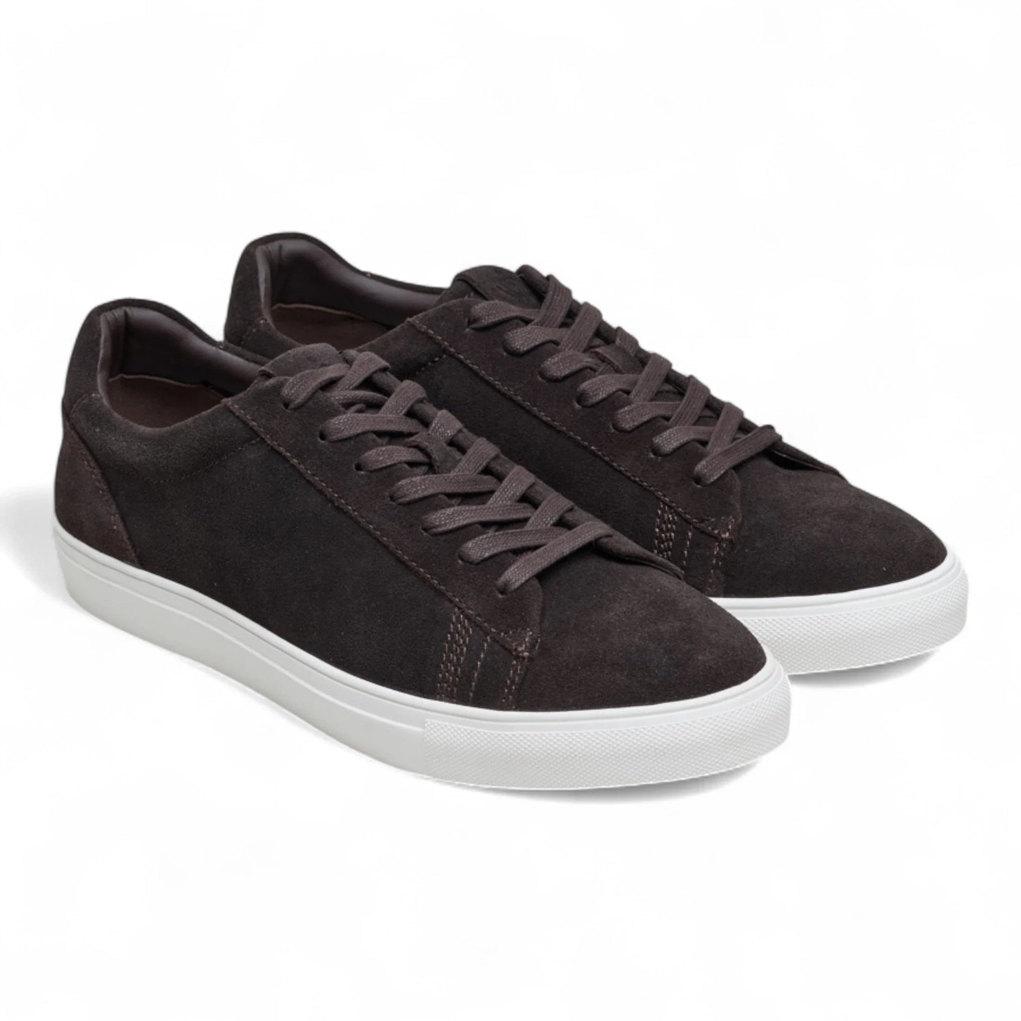 Sneakers casual da uomo in pelle scamosciata marrone con lacci