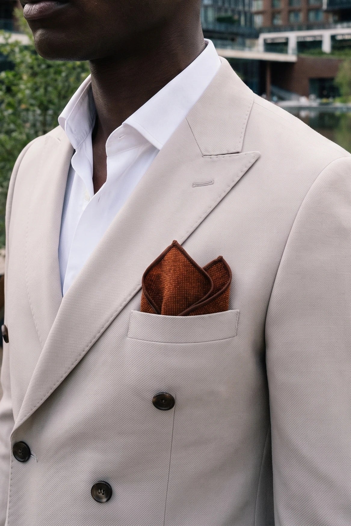 Fazzoletto da taschino da uomo in tweed marrone