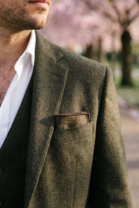 Fazzoletto da taschino da uomo in tweed marrone