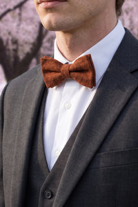 Papillon da uomo in misto lana tweed marrone
