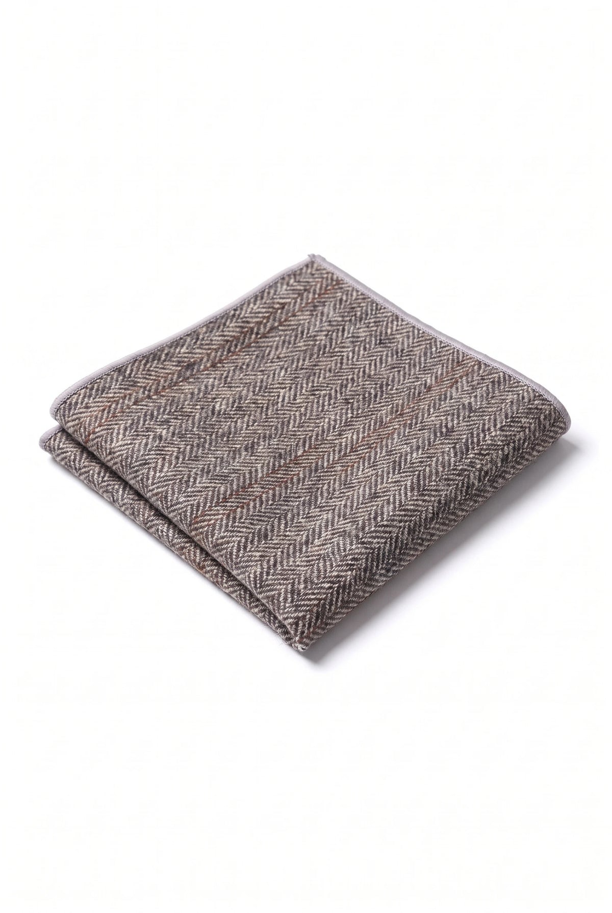 Fazzoletto da taschino da uomo in misto lana tweed marrone