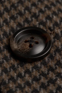 Cappotto da uomo in tweed pied de poule in misto lana marrone