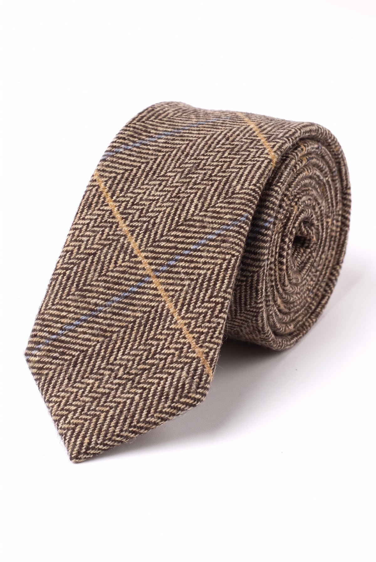 Cravatta da uomo in tweed di misto lana marrone