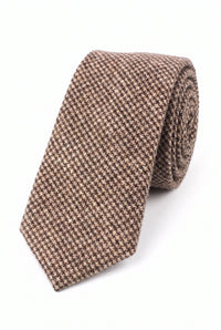 Cravatta da uomo in tweed di misto lana marrone