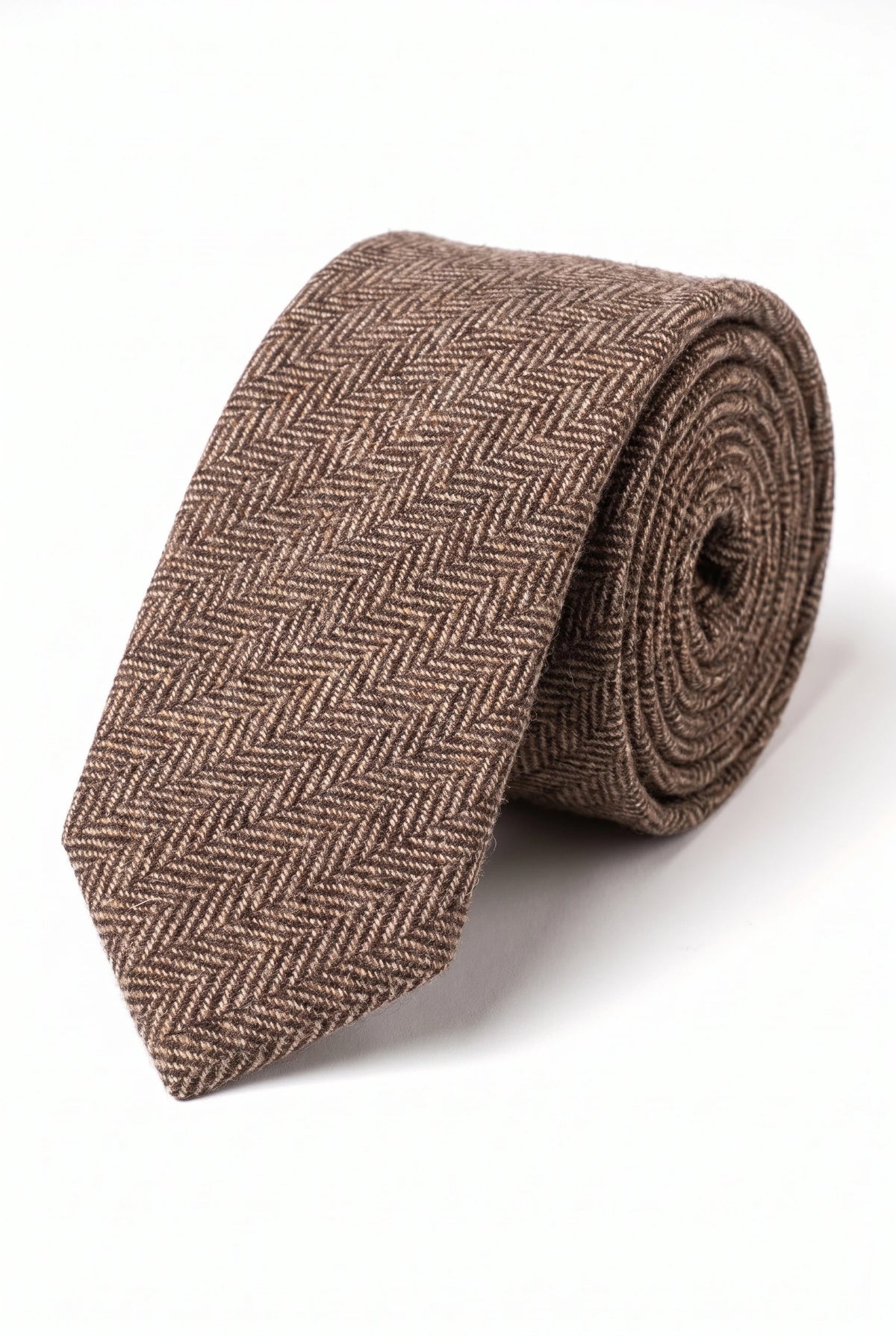 Cravatta da uomo in tweed di misto lana marrone