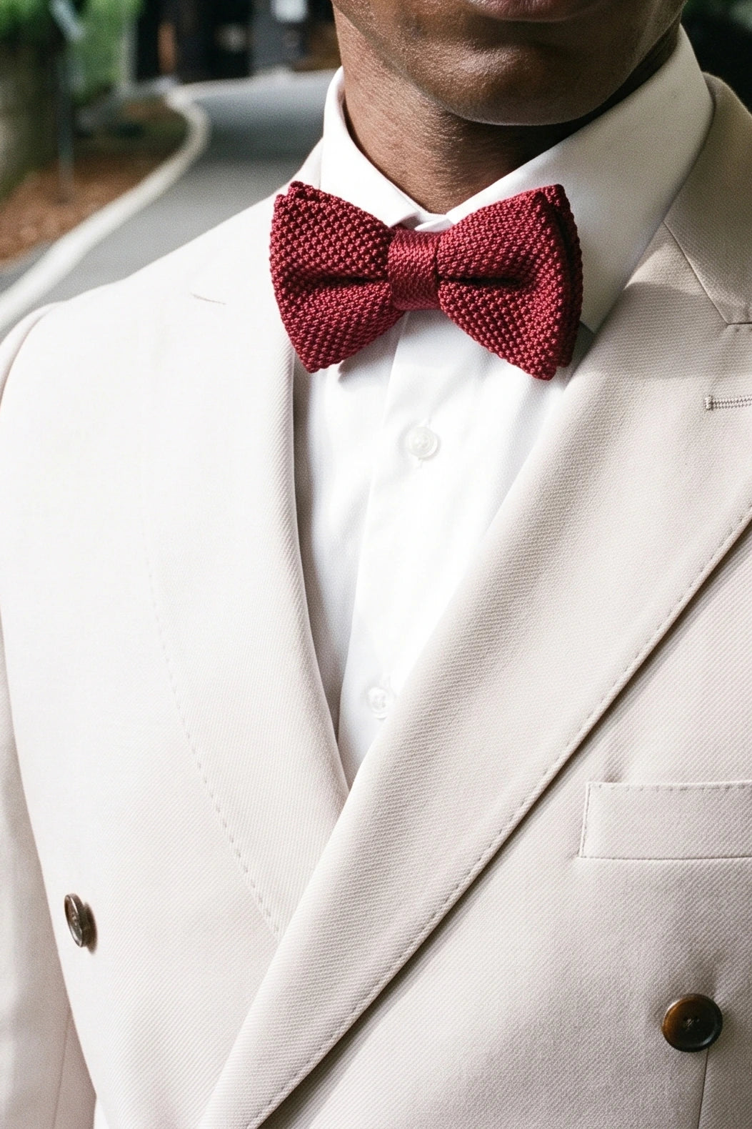 Papillon da uomo in maglia color bordeaux